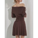 ブラウン | BACKレースアップワンショルニットワンピース | EATME