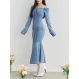 ブルー | アシンメトリーマーメイドデニムワンピース | EATME