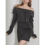 チャコールグレー | フロントリボンタイトワンピース | EATME