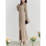 ベージュ | デコルテニットワンピース | EATME