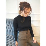 ブラック | ラメ RIB ニットプルオーバー | EVRIS