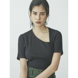 ブラック | スラッシュネックリブTOPS | EVRIS