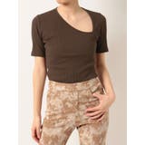 ブラウン | スラッシュネックリブTOPS | EVRIS