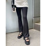 ブラック | リブフレアレギンスパンツ | EVRIS