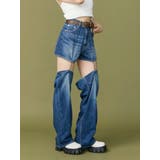 インディゴ | チェーンスラッシュワイドデニムパンツ | EVRIS