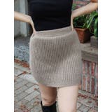 ベージュ | リブニットミニスカート【セットアップ着用可能】 | EVRIS
