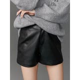 ブラック | フェイクレザーハイウエストショートパンツ | EVRIS