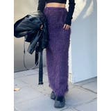 パープル | ラメフリンジロングスカート | EVRIS