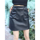 ブラック | フェイクレザースタッズミニスカート | EVRIS