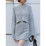 ブラック | 【インナーパンツ付】メランジニットセットアップ | EVRIS