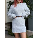 ブルー | 【インナーパンツ付】メランジニットセットアップ | EVRIS