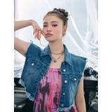 フリンジデザインデニムショートベスト | EVRIS | 詳細画像1 