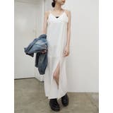 ホワイト | ディープスリットロングキャミワンピース | EVRIS