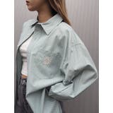 グリーン | SUNNYストライプオーバーサイズシャツ | EVRIS