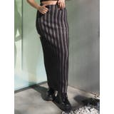 ブラック | サイドスラッシュリブニットロングスカート | EVRIS