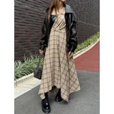 フェイクレザードッキングチェックロングワンピース | EVRIS | 詳細画像1 