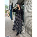 フェイクレザードッキングチェックロングワンピース | EVRIS | 詳細画像38