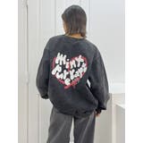 ブラック | HEART PRINT DENIMトップス | EVRIS