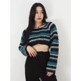 ボーダーメッシュショートニットトップス | EVRIS | 詳細画像12 