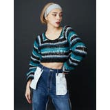 ボーダーメッシュショートニットトップス | EVRIS | 詳細画像3 