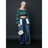 ボーダーメッシュショートニットトップス | EVRIS | 詳細画像4 