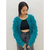 ブルー | フリンジニットショートカーディガン | EVRIS