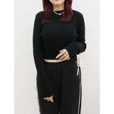 ブラック | プレーティングリブニットトップス | EVRIS