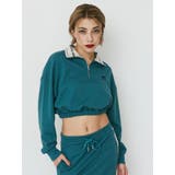 ロゴラインハーフジップショートスウェットトップス【セットアップ着用可能】 | EVRIS | 詳細画像2 