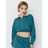 ロゴラインハーフジップショートスウェットトップス【セットアップ着用可能】 | EVRIS | 詳細画像3 