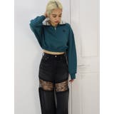 ロゴラインハーフジップショートスウェットトップス【セットアップ着用可能】 | EVRIS | 詳細画像30 