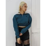 ブルー | ロゴラインハーフジップショートスウェットトップス【セットアップ着用可能】 | EVRIS