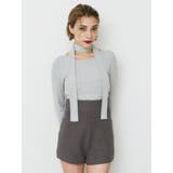 グレー | チョーカーリボン付リブトップス | EVRIS