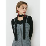 ブラック | チョーカーリボン付リブトップス | EVRIS