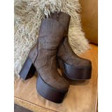 ブラウン | ウエスタンデザインプラットフォームブーツ | EVRIS