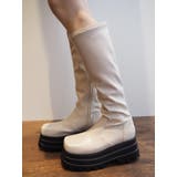 アイボリー | プラットフォームストレッチロングブーツ | EVRIS