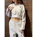リボンスリーブハーフZIPショートスウェットトップス【セットアップ着用可能】 | EVRIS | 詳細画像25