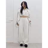 リボンスリーブハーフZIPショートスウェットトップス【セットアップ着用可能】 | EVRIS | 詳細画像45