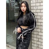 リボンスリーブハーフZIPショートスウェットトップス【セットアップ着用可能】 | EVRIS | 詳細画像46