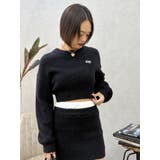 ブラック | ワンポイントファンシーヤーンニットトップス【セットアップ着用可能】 | EVRIS