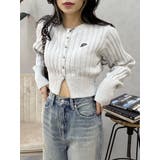 グレー | ワンポイントリブブリーチニットカーディガン | EVRIS