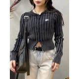 ブラック | ワンポイントリブブリーチニットカーディガン | EVRIS