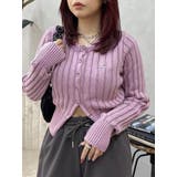 ピンク | ワンポイントリブブリーチニットカーディガン | EVRIS