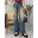 インディゴ | カットアウトワイドデニムパンツ | EVRIS
