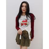 レッド | ローズグラフィックガーターデザイントップス | EVRIS