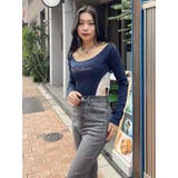 ラインストーンロゴオフショルボディースーツ | EVRIS | 詳細画像24