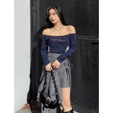 ラインストーンロゴオフショルボディースーツ | EVRIS | 詳細画像31