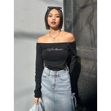 ラインストーンロゴオフショルボディースーツ | EVRIS | 詳細画像40