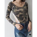 ミックス | ラインストーンロゴオフショルボディースーツ | EVRIS