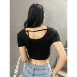 ブラック | ワンポイントバックストラップTシャツ | EVRIS