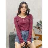 レッド | ワンポイントヘンリーネックトップス | EVRIS